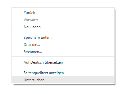 Kontextmenü – Untersuchen